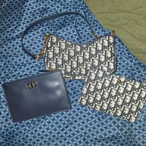 Dior Blue and White Shoulder Bag Set